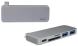 WIWU Adapter T6 USB-C to USB-C+SD+2xUSB3.0 HUB Gray