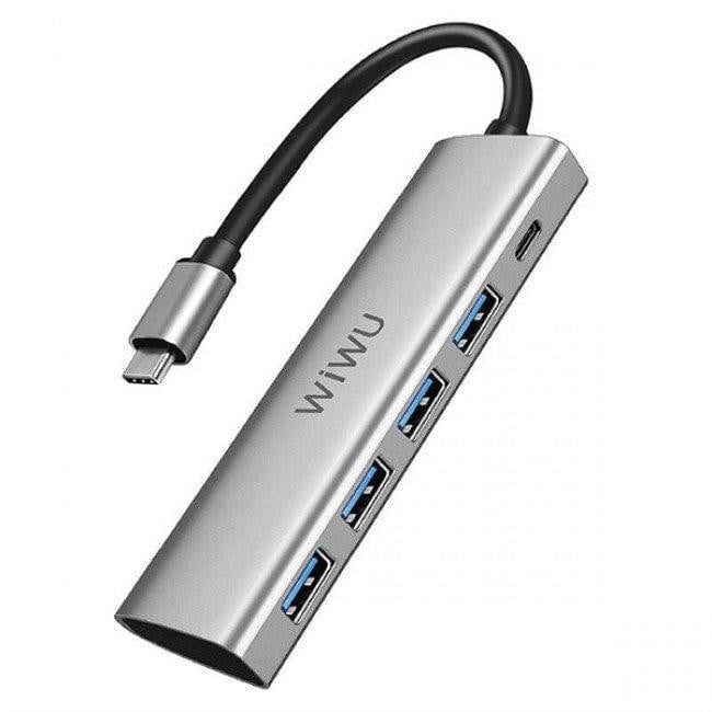 Мультипортовый адаптер WIWU Alpha 541P 5-in-1 USB-C Hub Type-C to USB3.0 Docking Station - ITMag