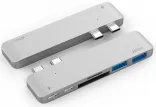 WIWU Adapter H2 USB-C to Dual USB-C+SD+microSD+2xUSB3.0 HUB Silver (6957815504688)