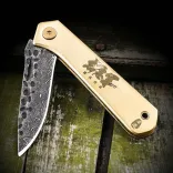 Нож Xiaomi HX Outdoors Brass Folding Knife Damascus Grained Steel Gold (6926912665165)