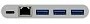 Macally USB чотирьох портовий USB 3.1 / 3.0 c зарядним USB-C Ethernet портом і портом (UC3HUB3GBC) - ITMag