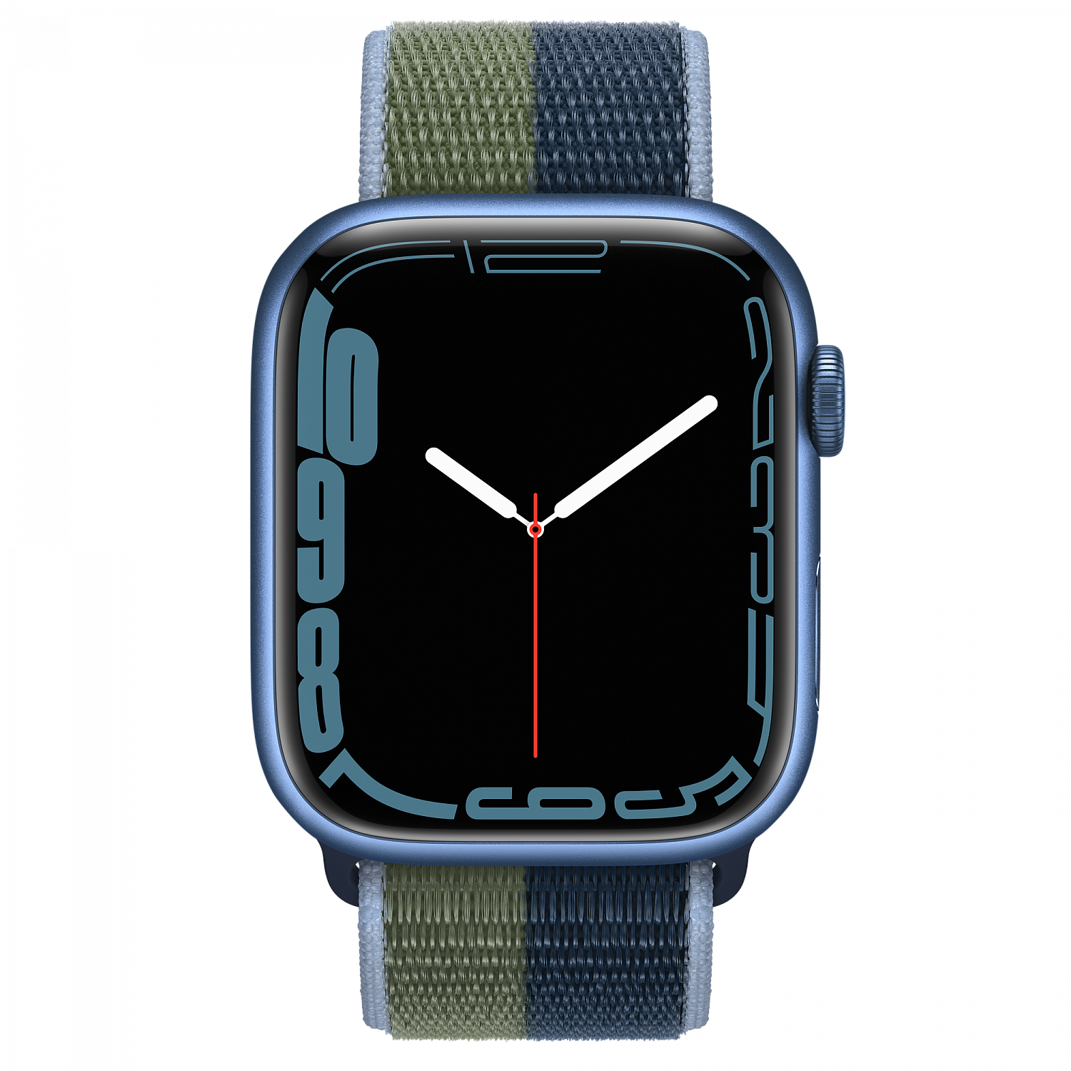 Apple Watch Series 7 GPS 41mm Blue Aluminum Case With Sport Loop Abyss Blue/Moss Green (MKNH3) - ITMag